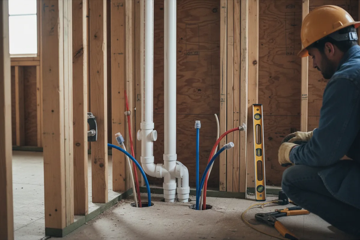 Drain and supply rough-in during Leak Detection in Amissville