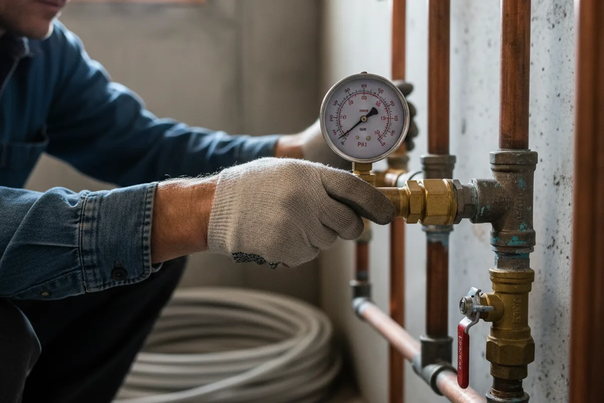 Pressure testing a repaired line during Water Line Repair in Amissville
